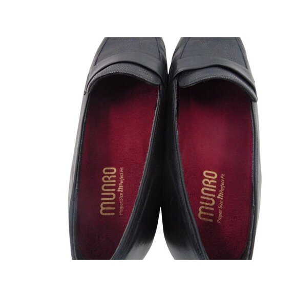 Munro Womens Black Leather Loafers 9.5 Heels Kiera Lizard Embossed Made USA - Picture 12 of 13